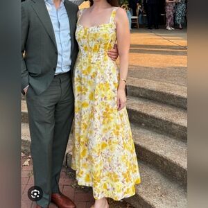 Bardot Strapless Yellow Floral Dress